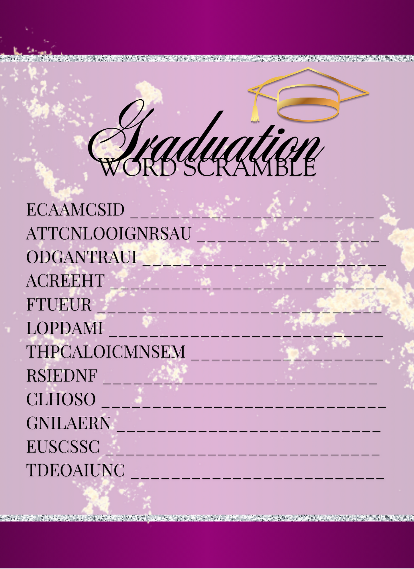 Lux Purple Graduation - Activity Book