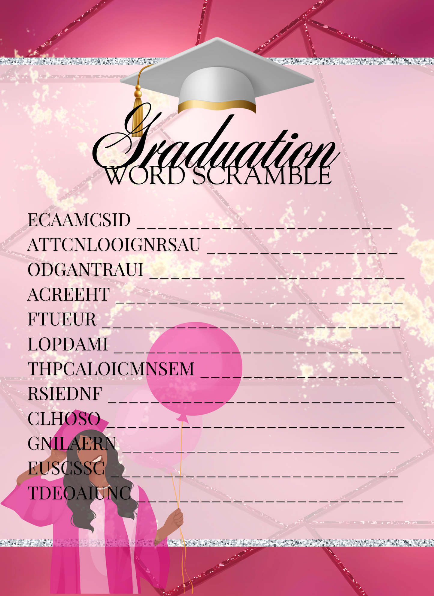 Lux Pink Graduation - Activity Book