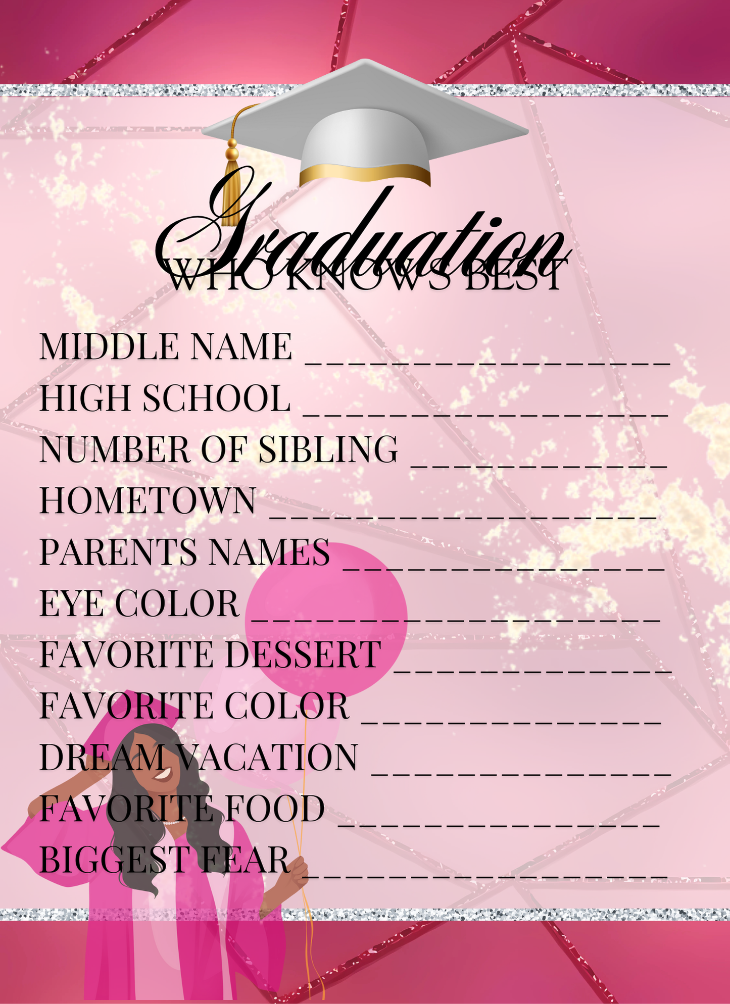 Lux Pink Graduation - Activity Book
