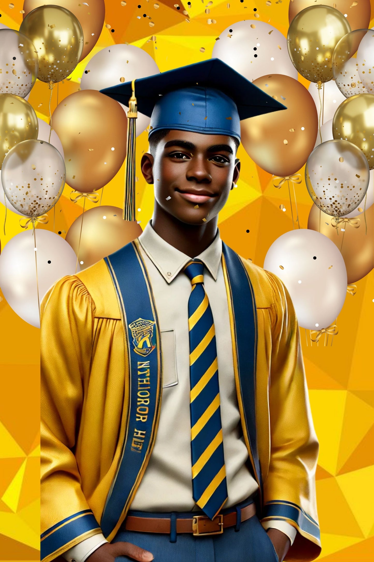 BLUE AND GOLD - Graduation Jumbo Card Template - 24 x 36 (Copy)