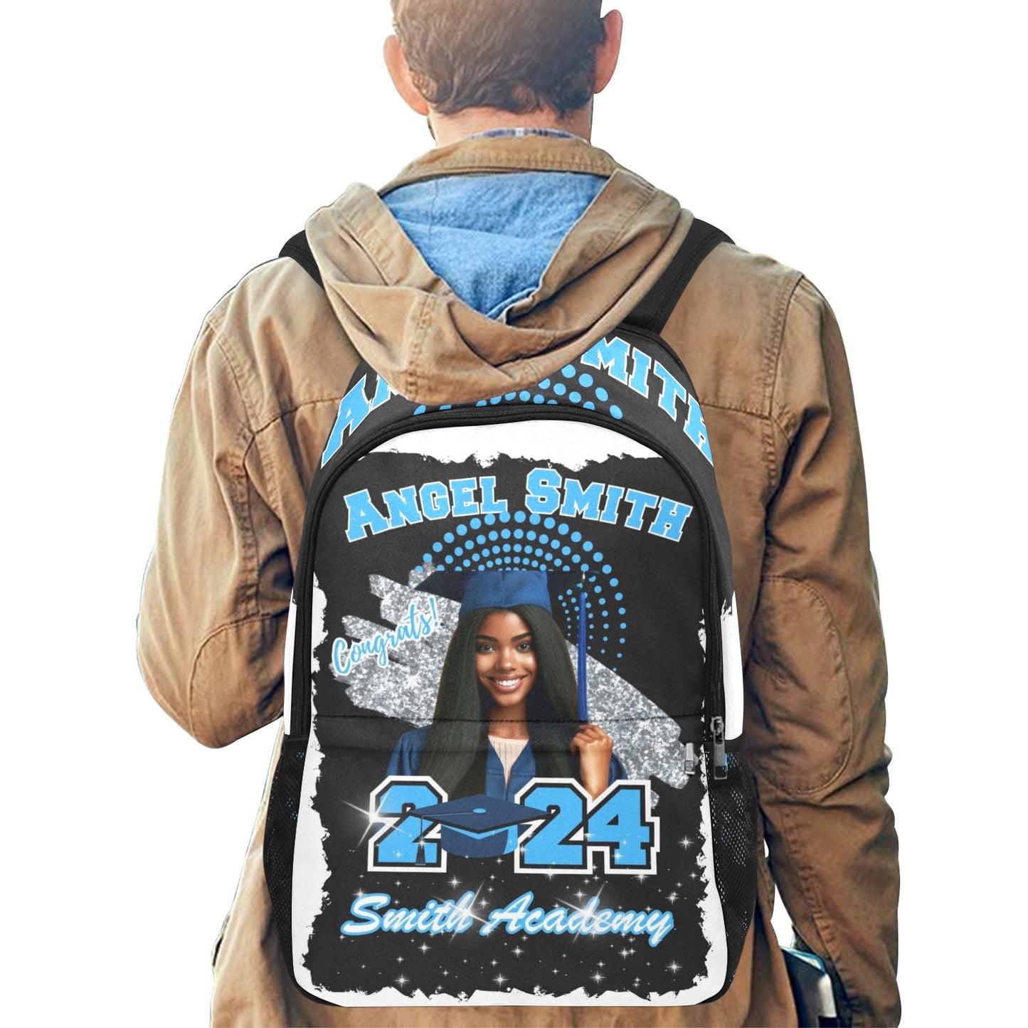 CUSTOM BACKPACK Fabric Backpack with Side Mesh Pockets