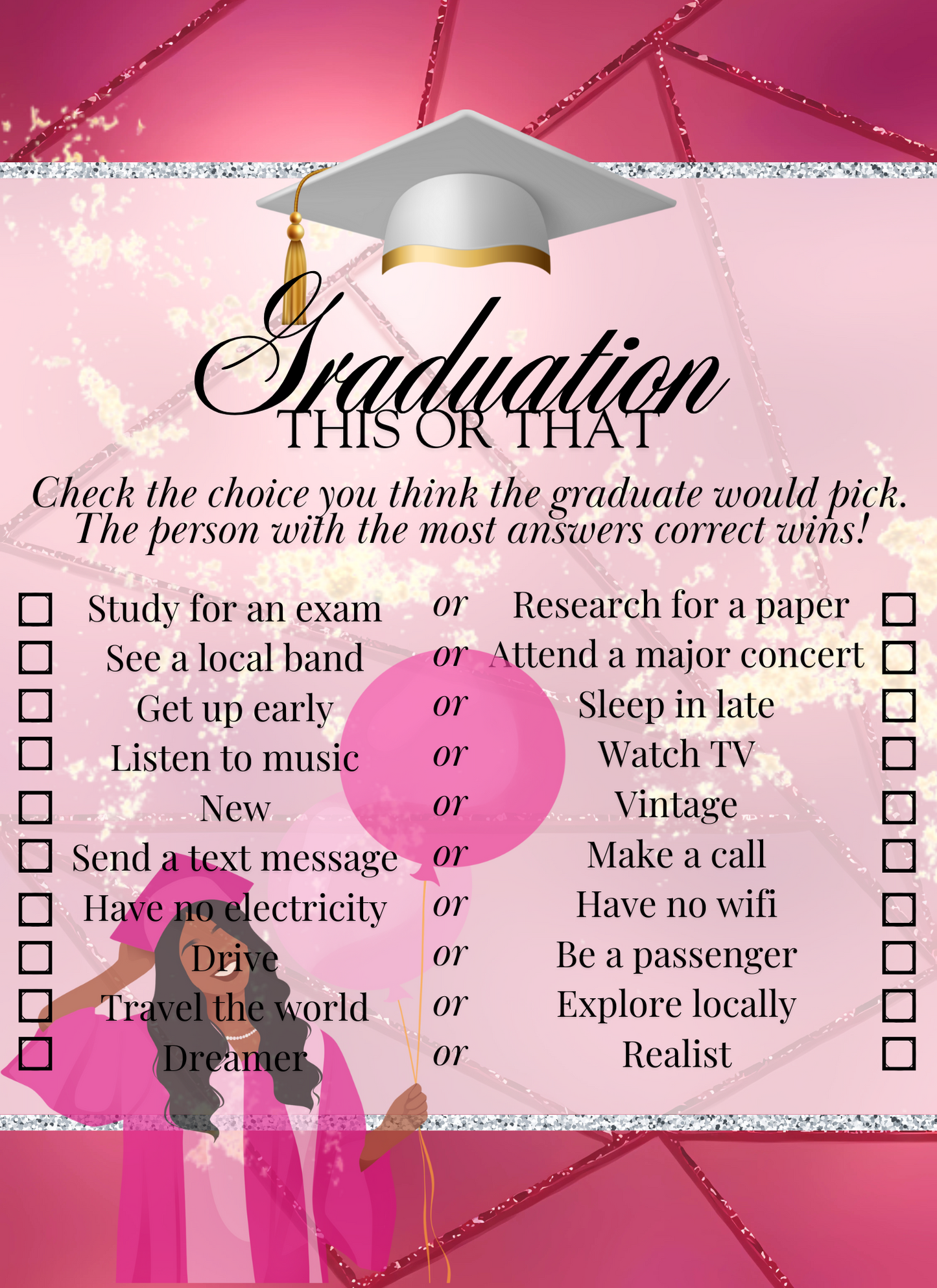 Lux Pink Graduation - Activity Book