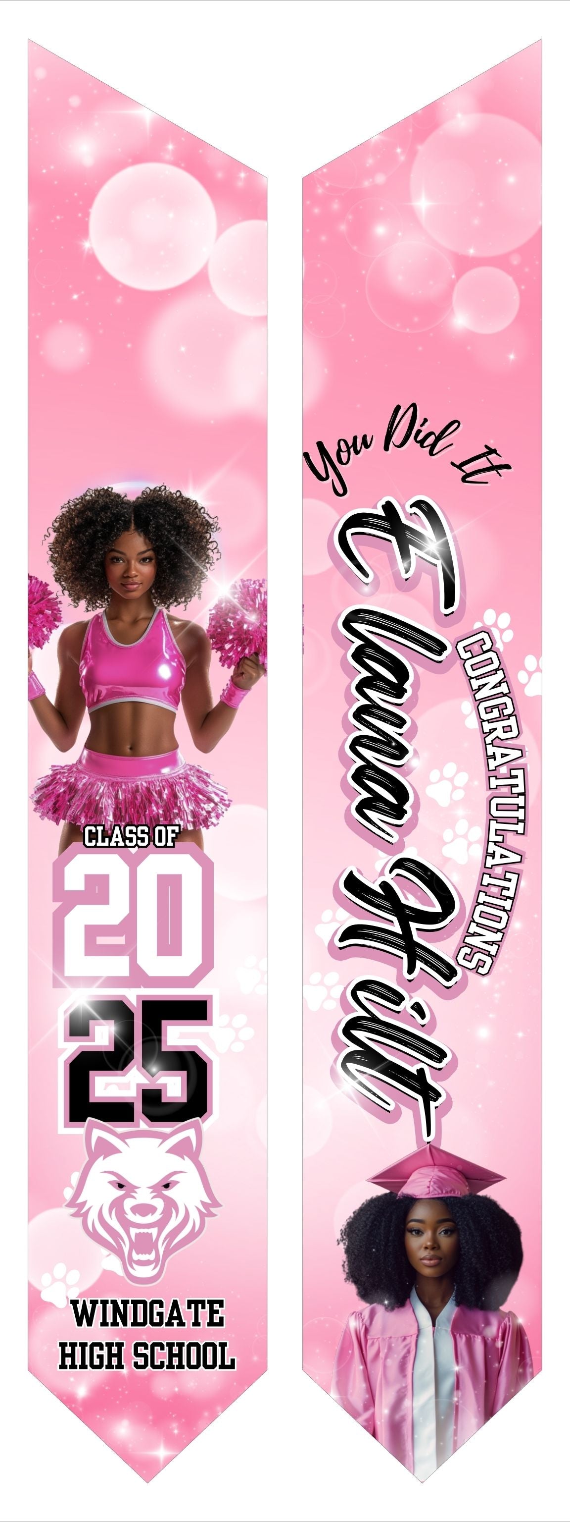 Editable Digital Stole Template Pink Crafts4Grads Digital Experience