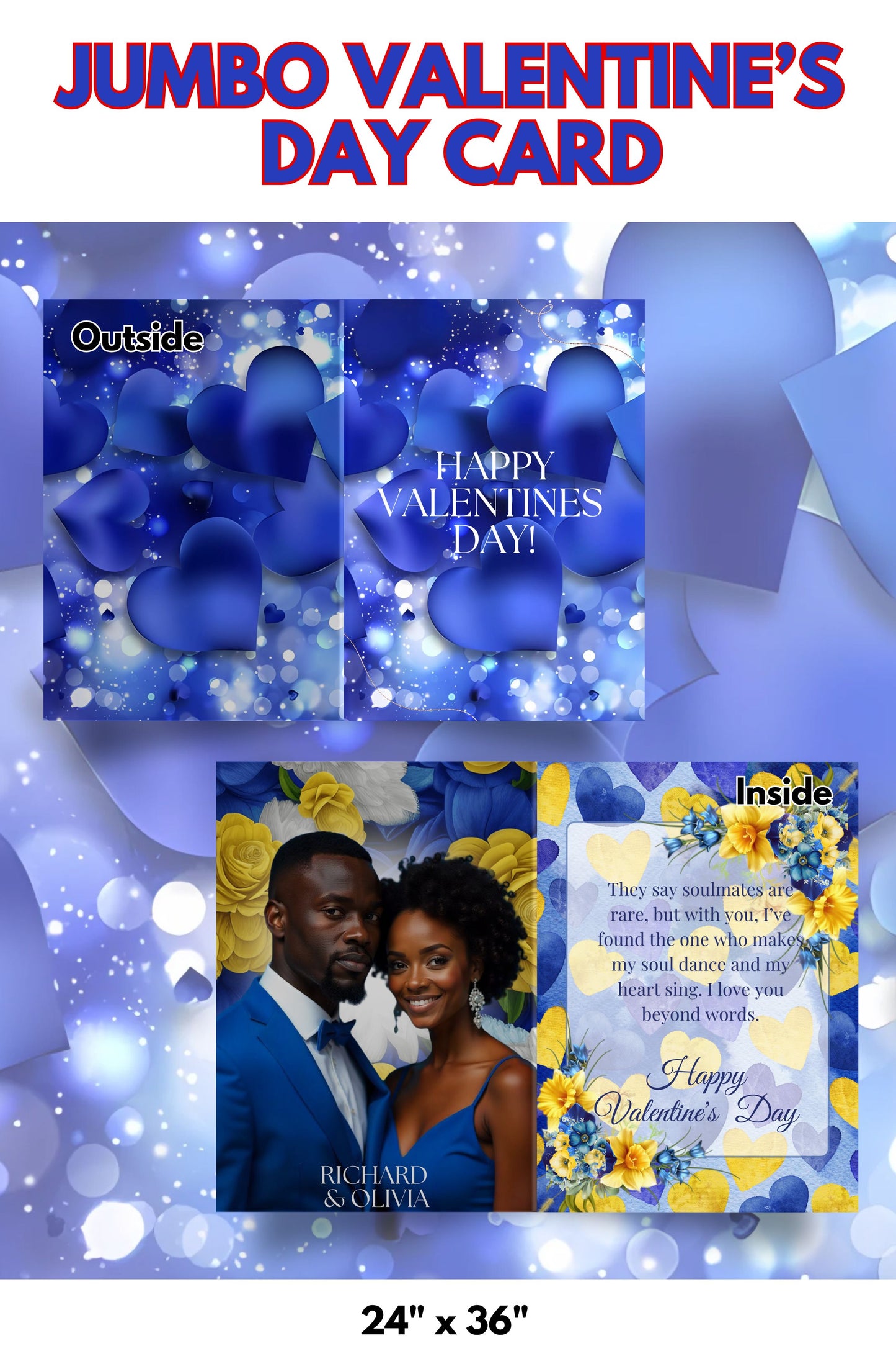Golden Love, True Blue - Jumbo Card Template 24 x 36in