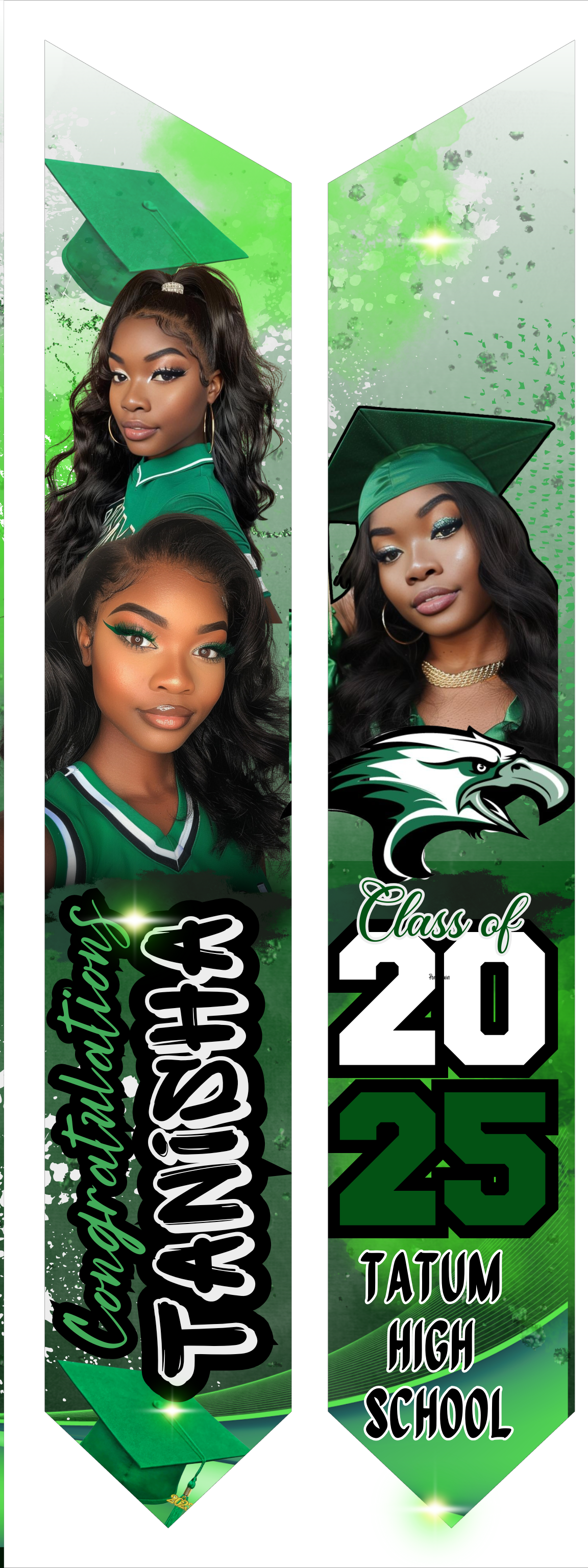 Editable Digital Grad Stole Template - Green