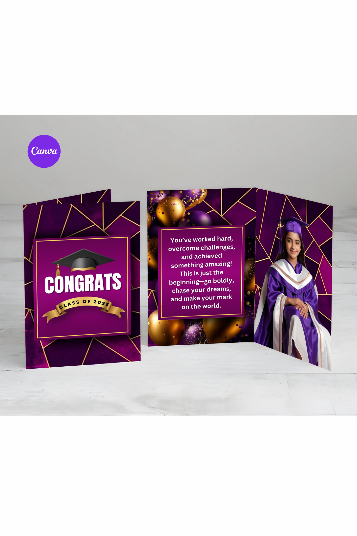 Lux Purple Grad Party Bundle Templates & Bonus Matching Jumbo Card