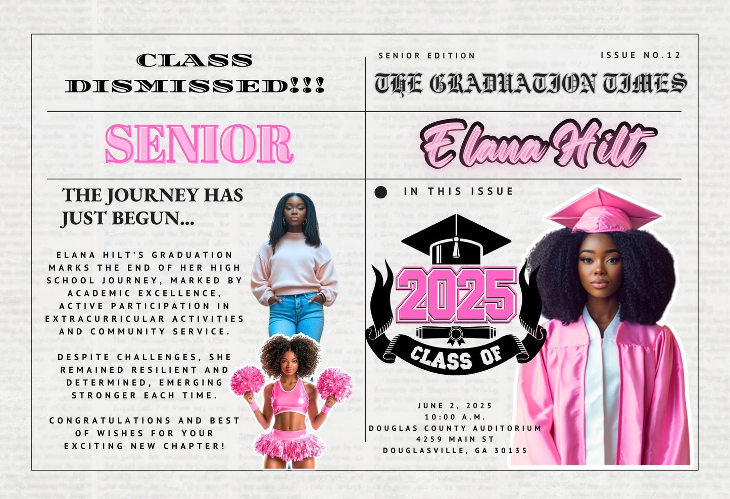 GRADUATION NEWSPAPER TEMPLATE (Pink)