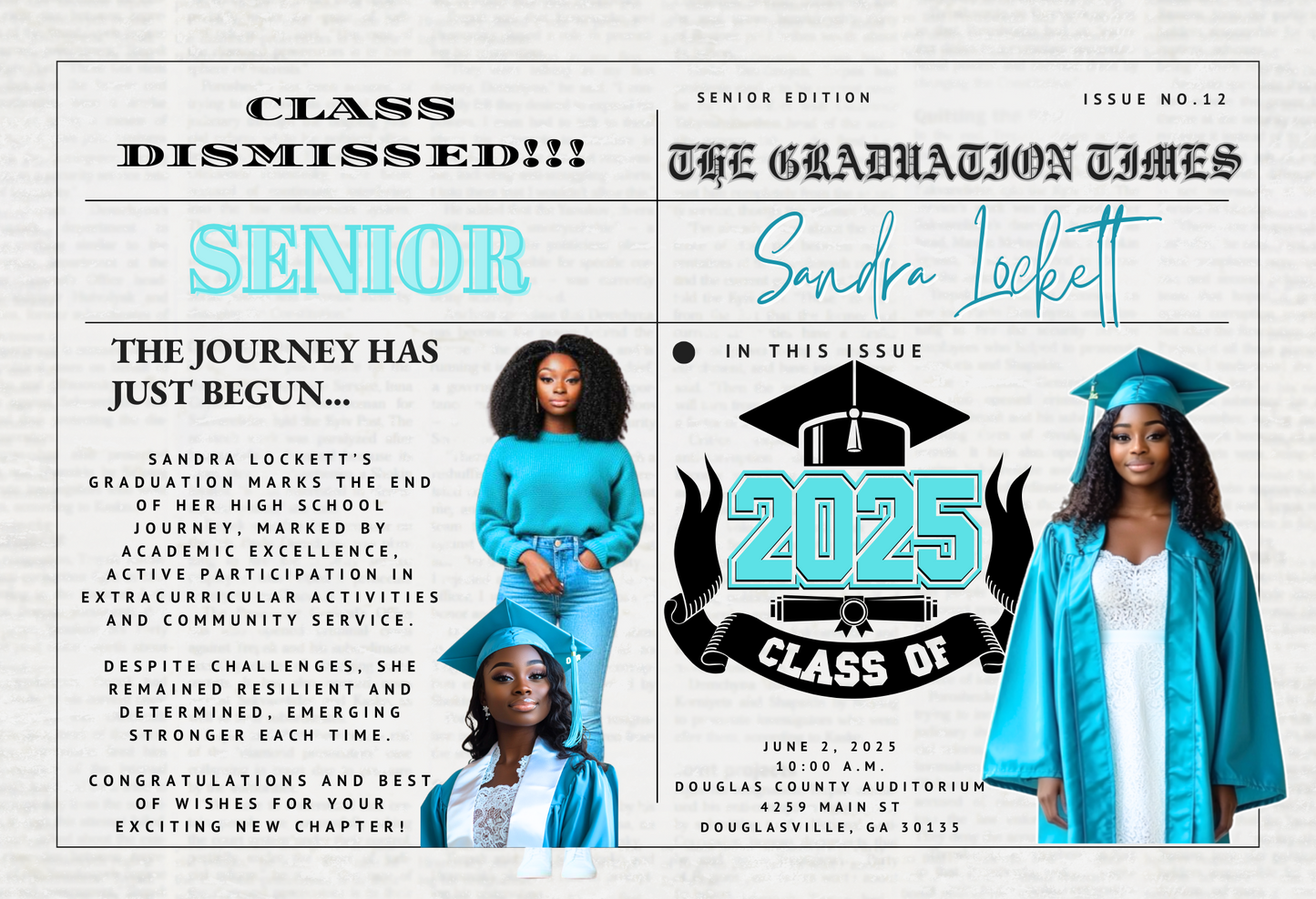 GRADUATION NEWSPAPER TEMPLATE (Teal)