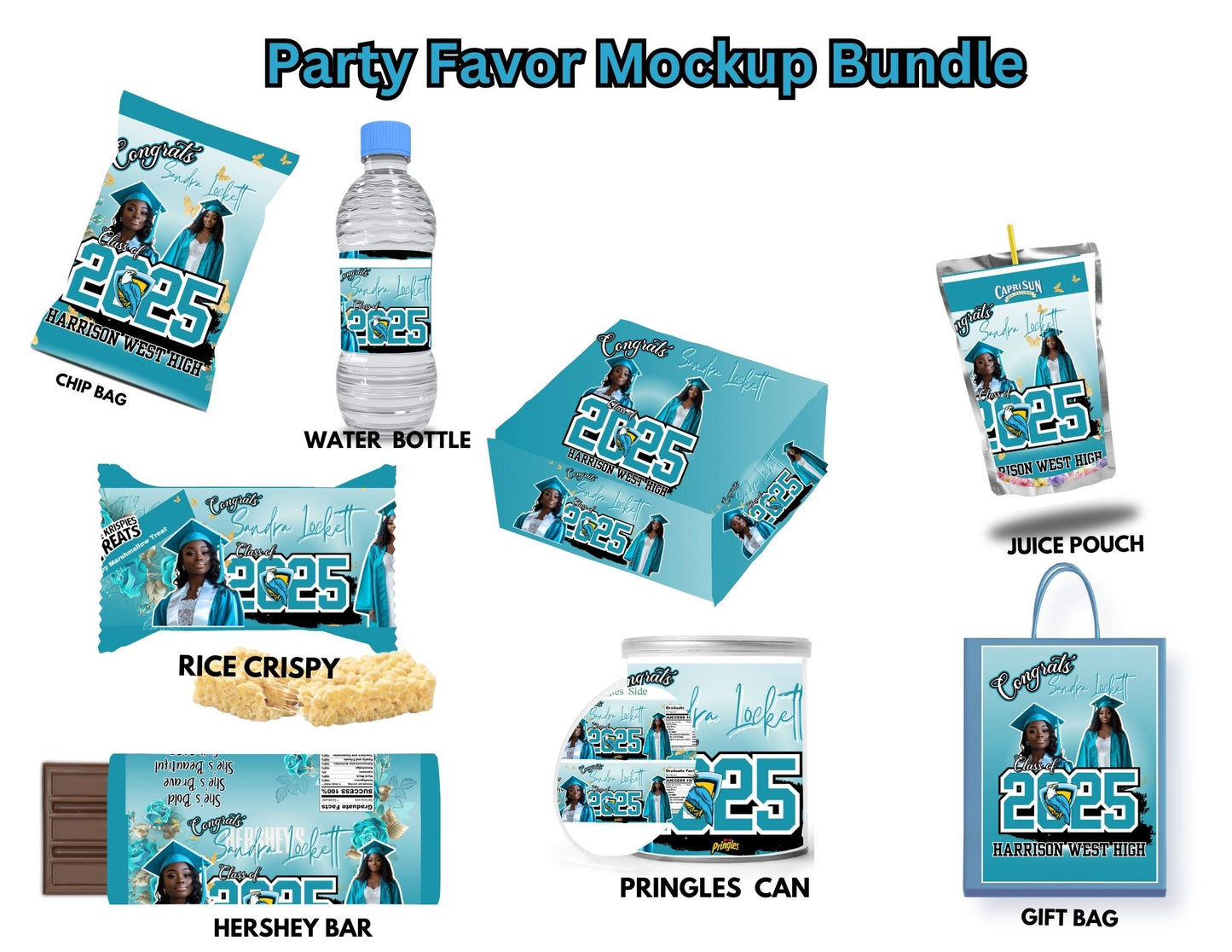 TURQUOISE/TEAL GRAD PARTY FAVOR BUNDLE