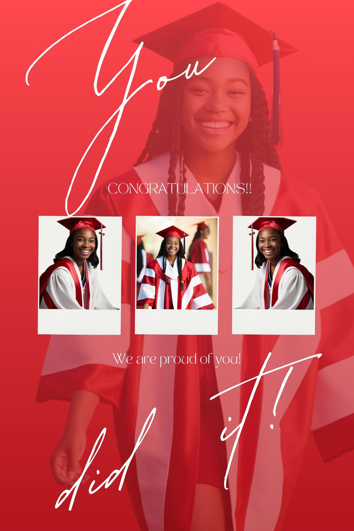 LUX RED GRAD - Graduation Jumbo Card Template -  24 x 36