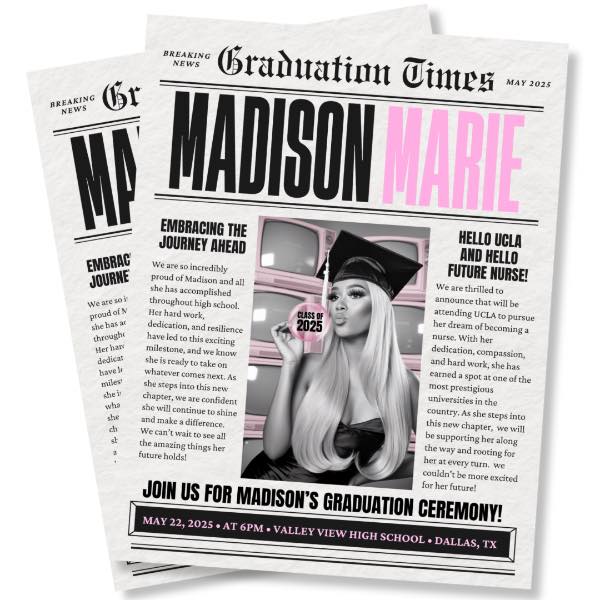 Newspaper Announcement & Wine Label Templates