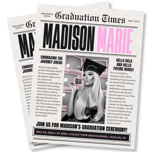 Newspaper Announcement & Wine Label Templates