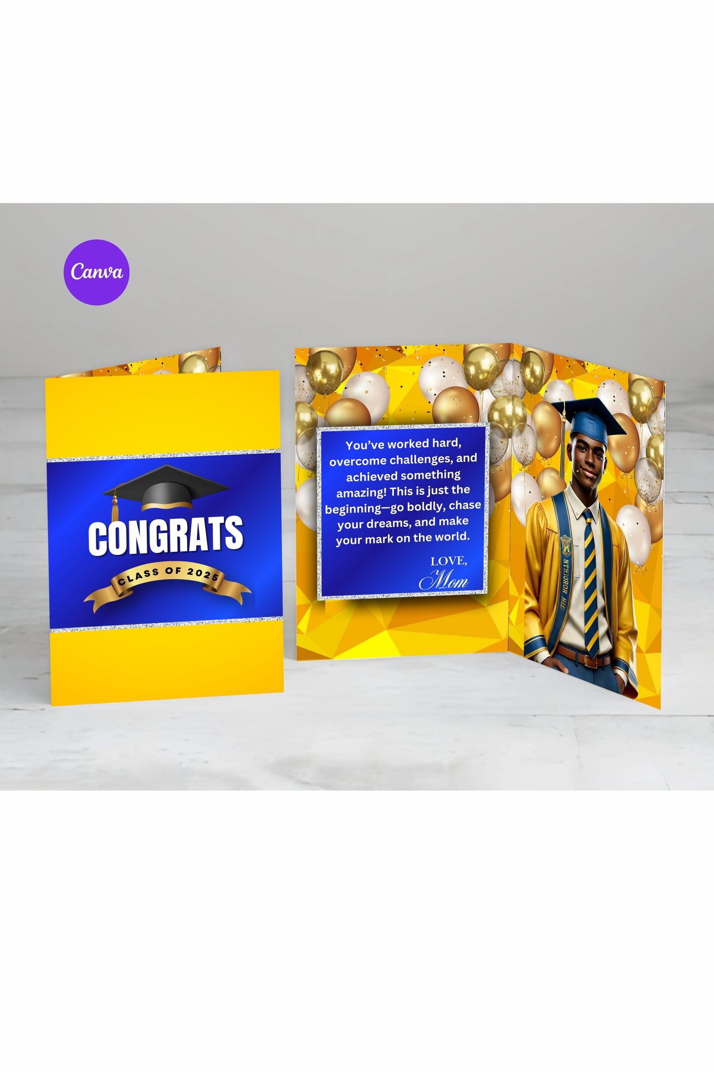 BLUE AND GOLD  - Graduation Jumbo Card Template -  24 x 36 (Copy)