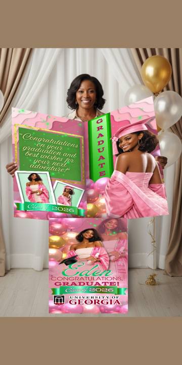 Graduation Jumbo Card - Pink Floral Template