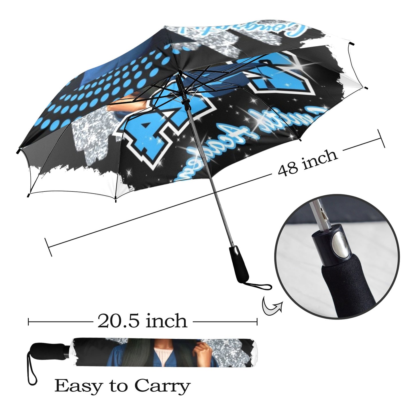 CUSTOM Graduation Umbrella Semi-Automatic Foldable Umbrella