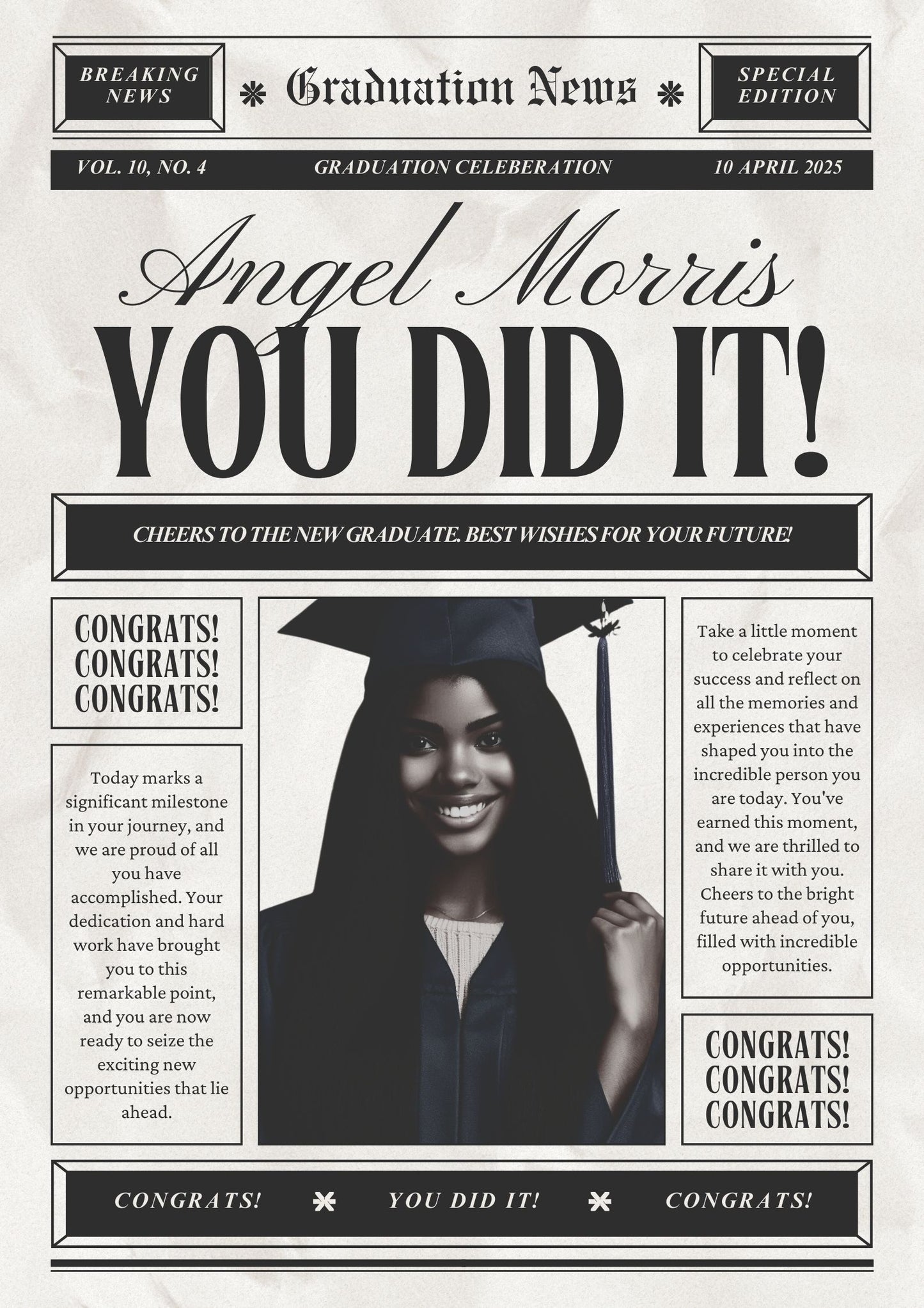 GRADUATION VINTAGE NEWSPAPER TEMPLATE