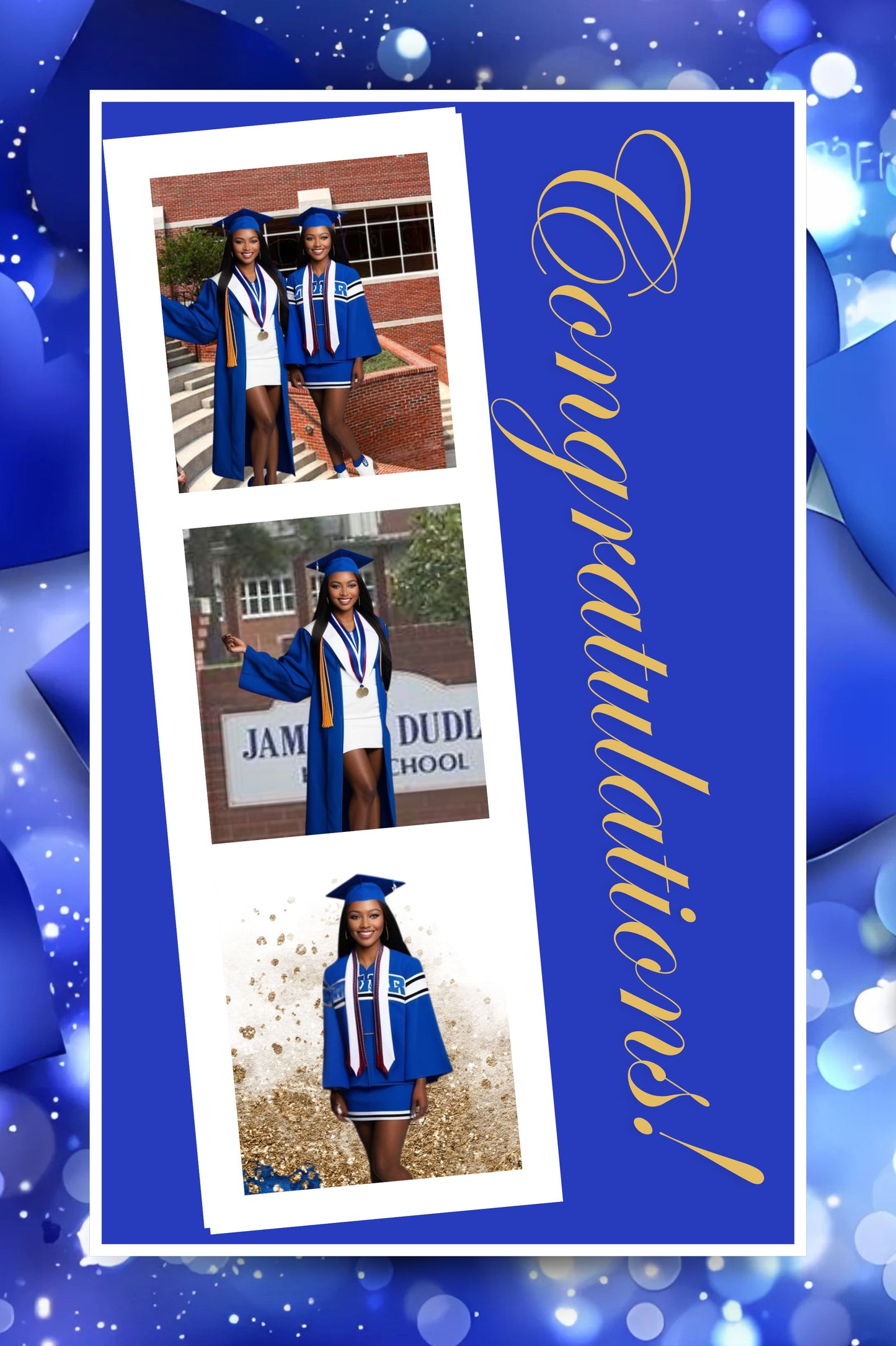 Graduation Jumbo Card Template - Blue/Gold 24 x 36 in
