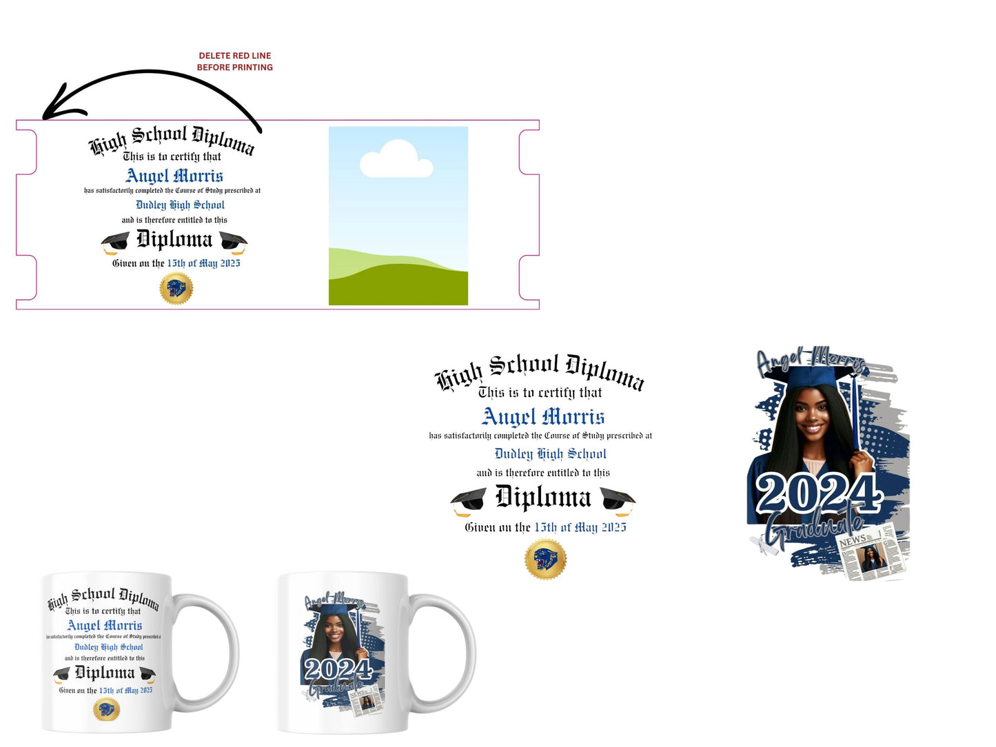 HIGH SCHOOL DIPLOMA/PHOTO 11 OZ. MUG TEMPLATE