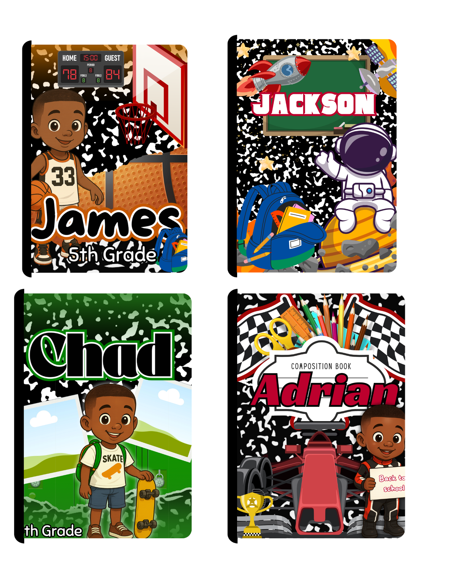 4 Girl - 4 Boy Composition Books