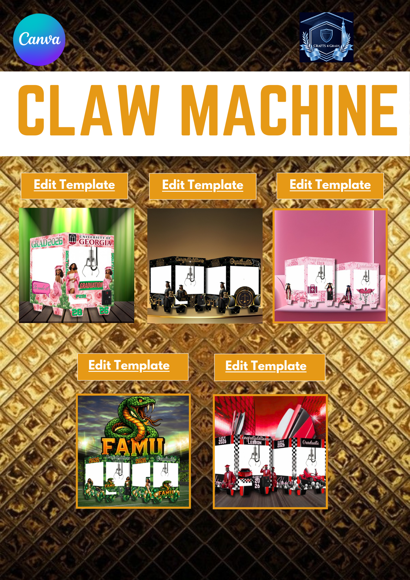 Graduation Claw Machine Templates (5 Designs)/Tutorial