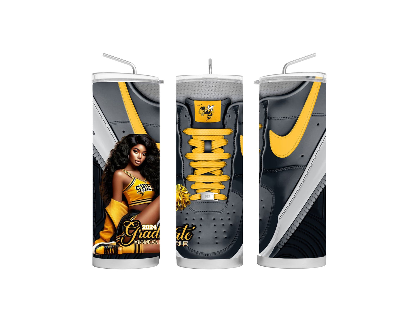 Graduation Black/Yellow Tumbler Template