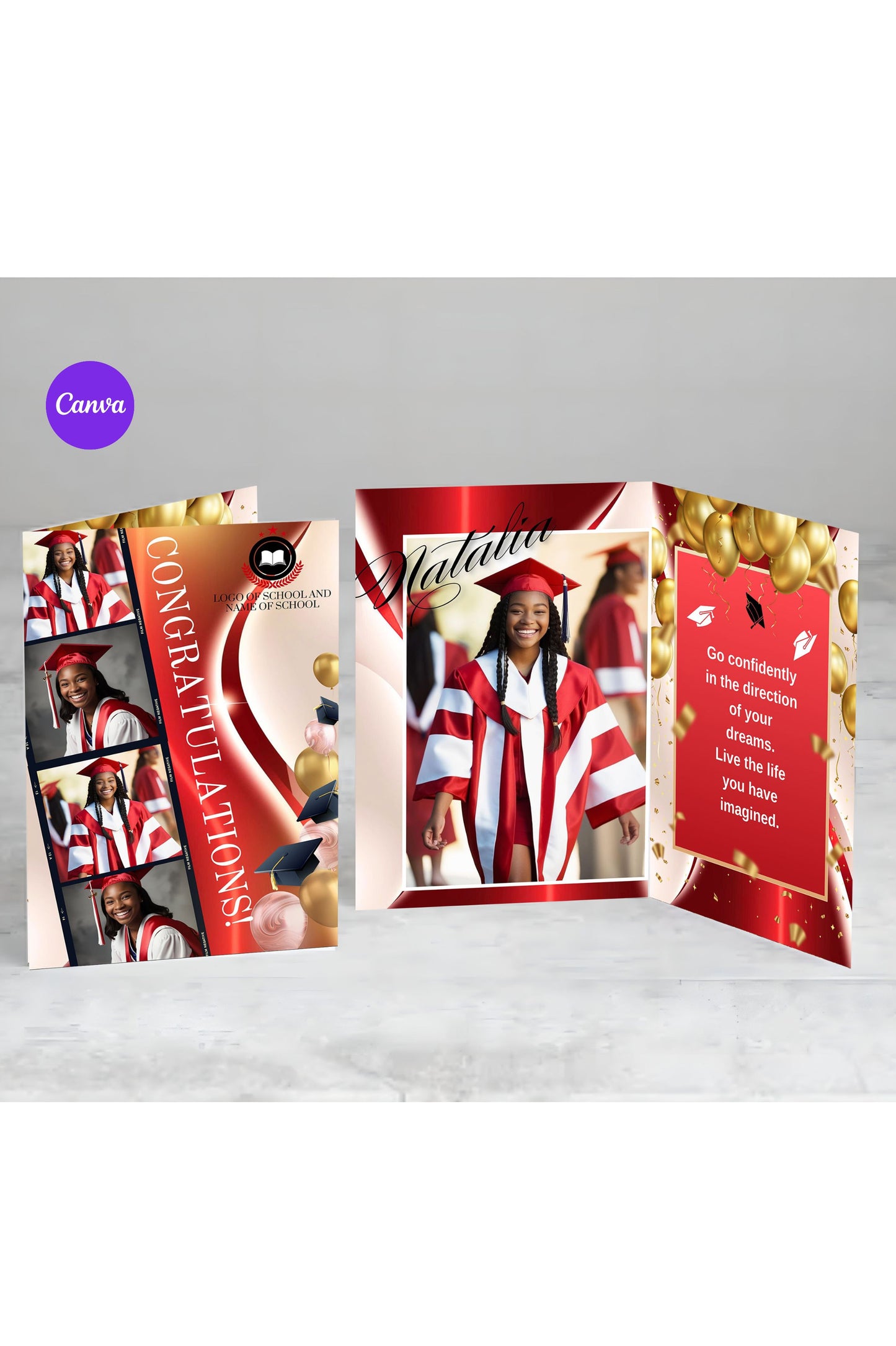 LUX RED GRAD - Graduation Jumbo Card Template -  24 x 36