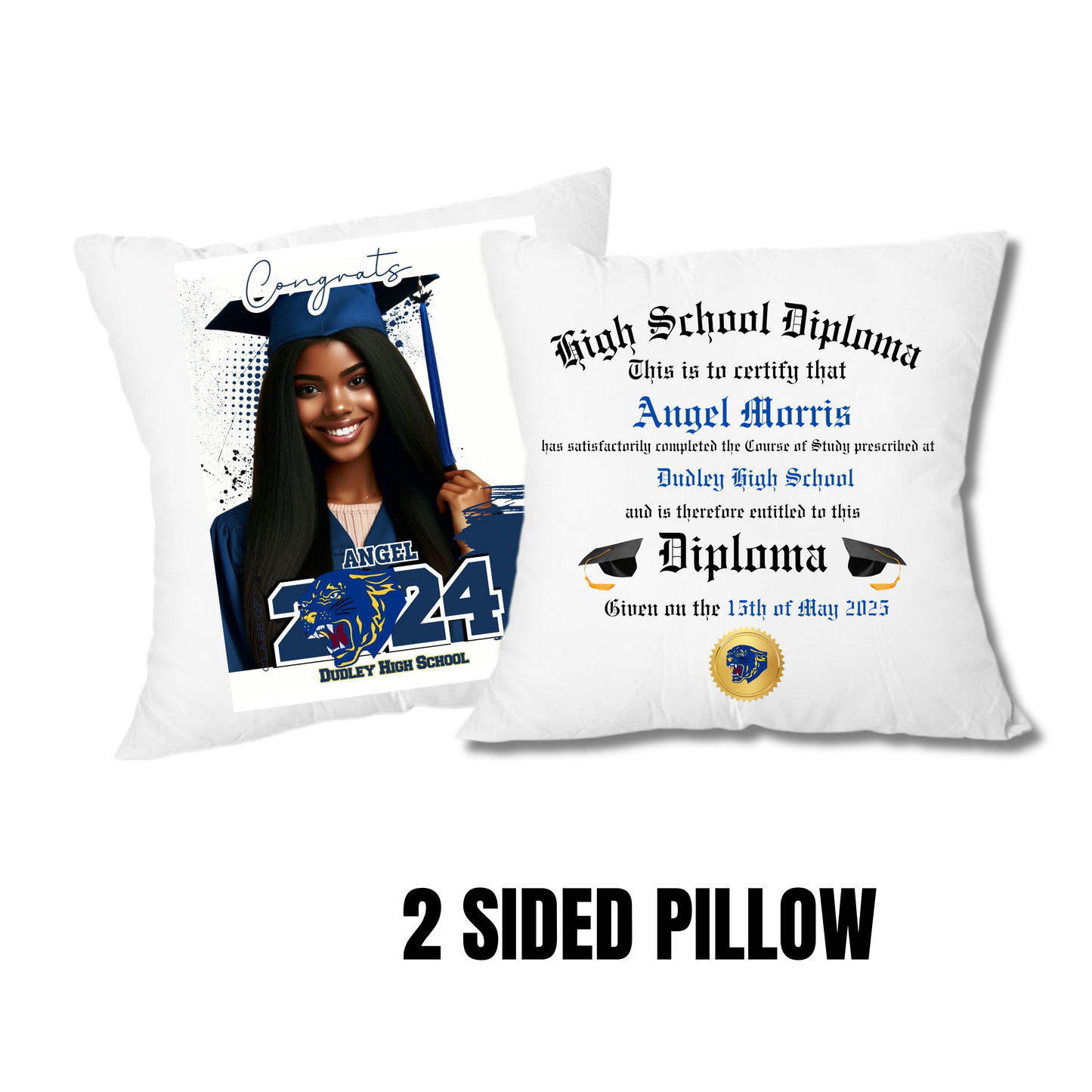 HIGH SCHOOL DIPLOMA TEMPLATE AND PILLOW MOCKUP