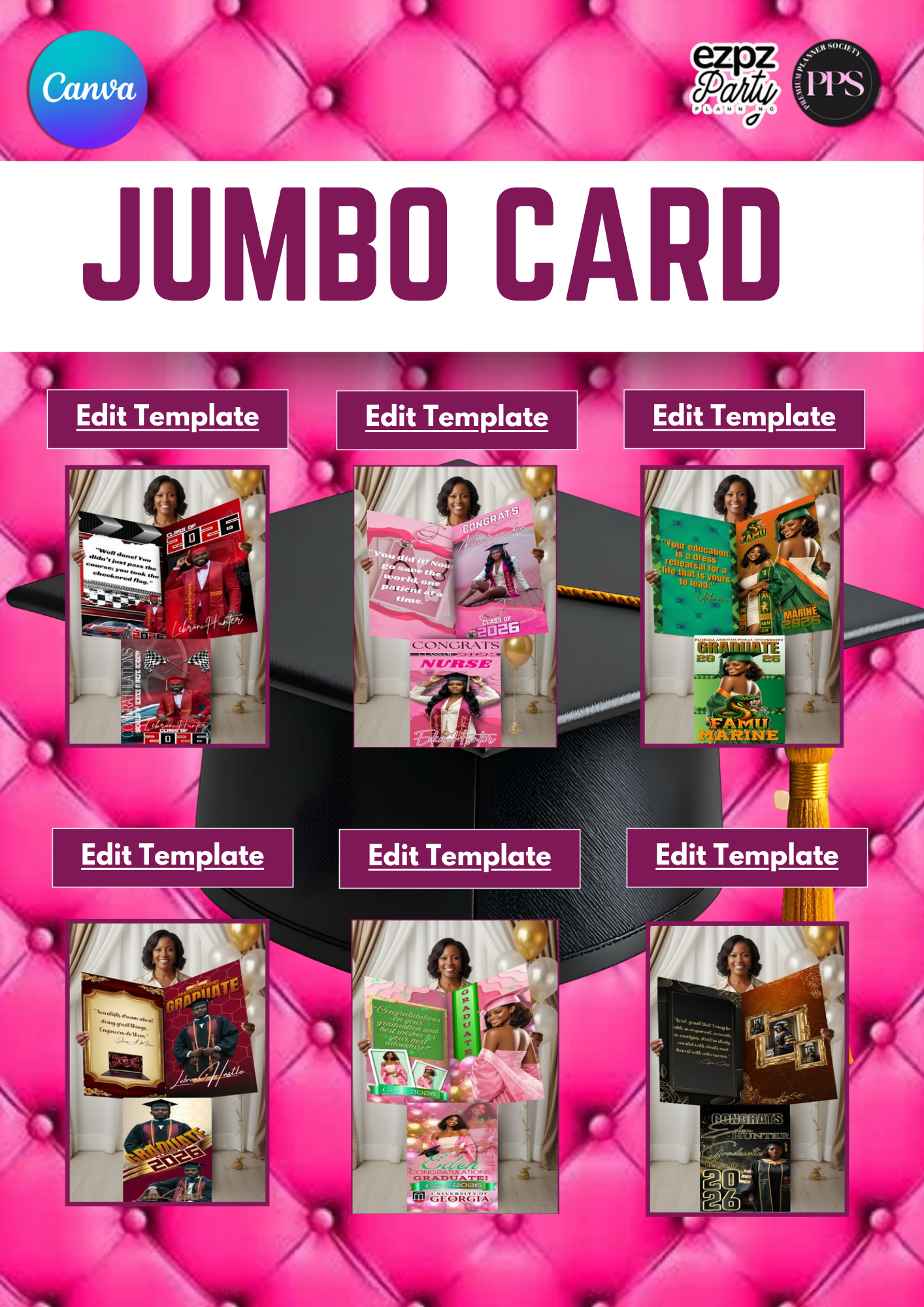 Graduation Jumbo Cards Bundle 2026 Templates (6)/Tutorial